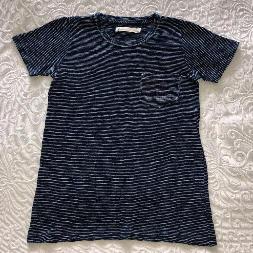NEW Hi Line by MADEWELL Indigo Blue White Stripe T-shirt Tee S
